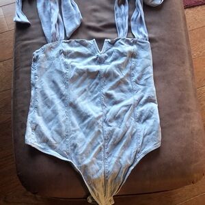 Lilac v neck One-Piece Bodysuit